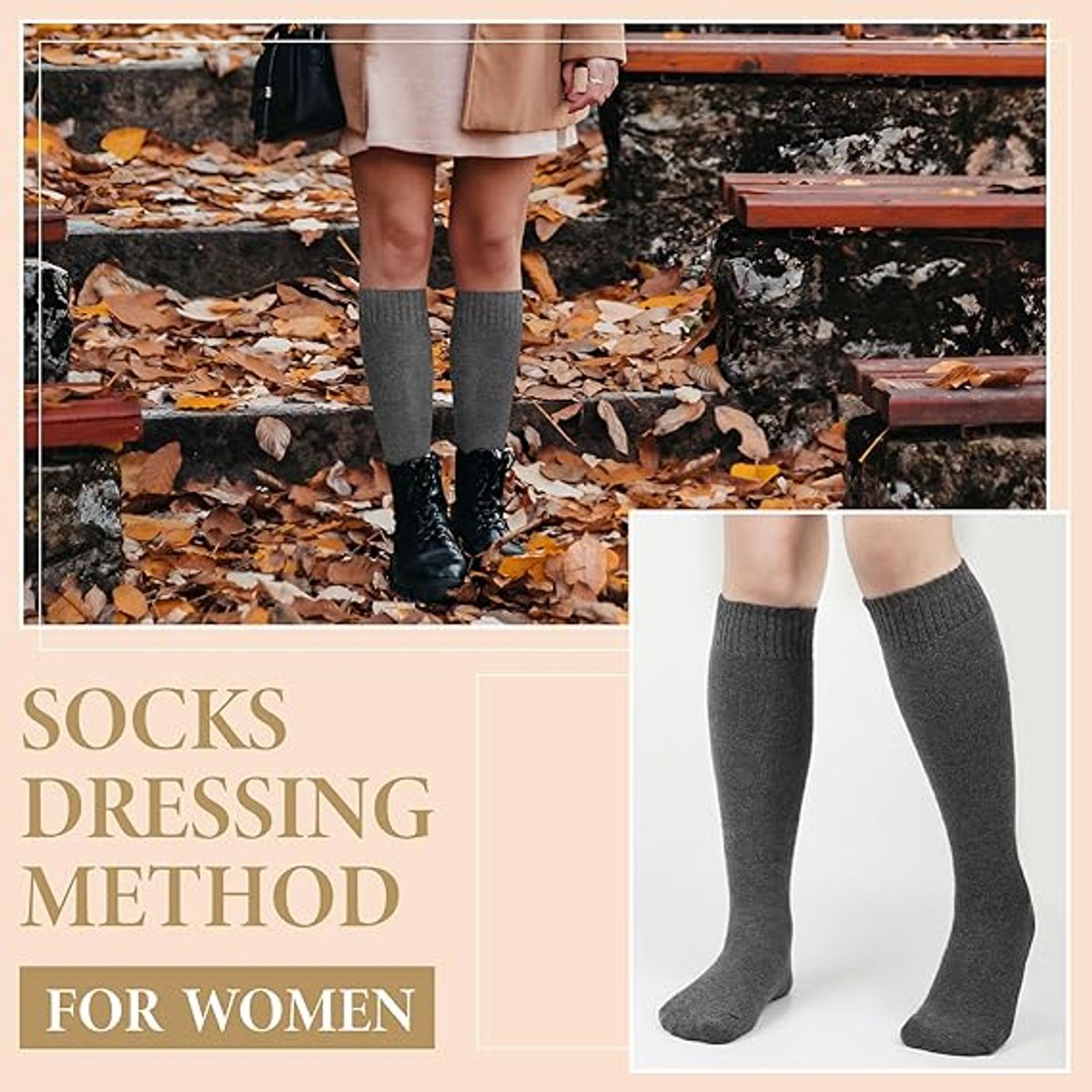 5 Pairs of Knee Socks - Socks - Winter Knee Socks Warm Long Boots - Women's Winter Knitted Overknee Socks - Soft Knitted Thermal Cotton Long Socks - Women's Warm Socks - Warm Knee Socks - Image 4