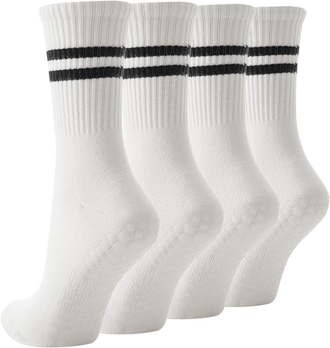 pairs - Socks - Women's high Pilates non-slip socks - Yoga Pilates Socks with Grip - Non-slip Cotton Socks - Yoga Socks - Non-slip ankle socks - for Ballet, Dance, Workouts - White - Image 1