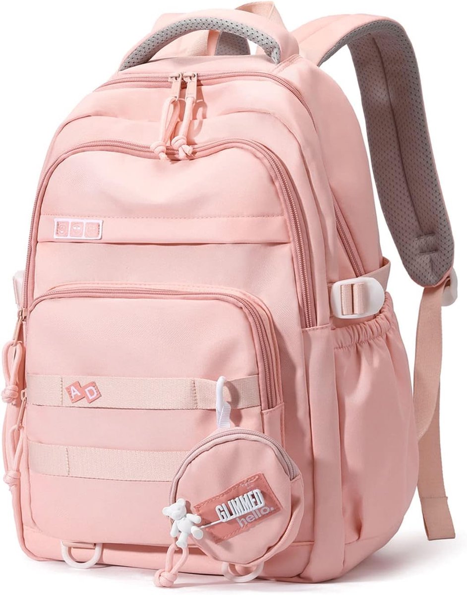 Waterproof backpack for girls - Girl Backpack - School backpack - lightweight school bag - School bag - Girls School Student School Bag - Large capacity backpacks for Girls and Boys - Teenagers - High School backpacks - Pink - Image 1
