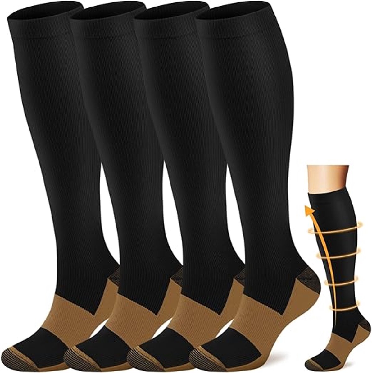 Pairs of Compression Socks for Men and Women - Running Socks - Support Socks - Compression Socks - Best Support for Nurses, Running, Cycling - Sports Socks - Compression Socks - Size 40-46 - Image 1