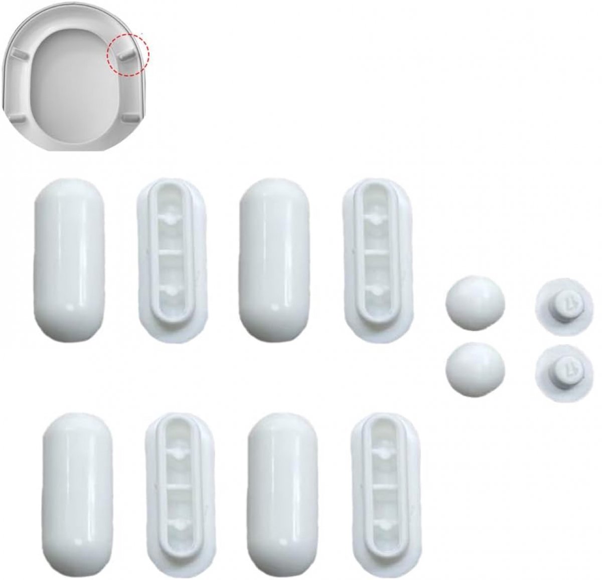 12 pieces - toilet seat bumper pads kit - bidet lid attachment - push-in replacement buffer spacer - anti-noise cushion pad cover - for bathroom repair parts - Toilet accessories - Bathroom accessories - white - Image 1