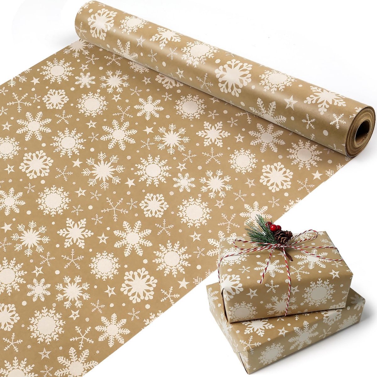 Wrapping paper - Christmas wrapping paper - Christmas gift paper - Wrapping paper with figures - 43 x 300cm - 1 Roll - Christmas paper wrapping paper for Christmas - Christmas paper wrapping paper for children - gift paper - Kraft gift paper - Christmas - - Image 1