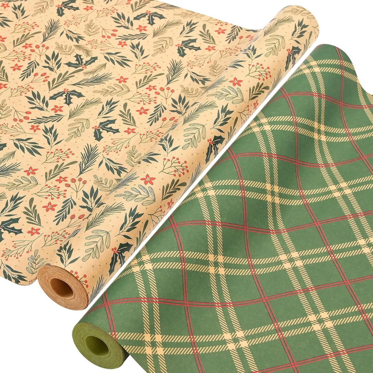 Wrapping paper - Christmas wrapping paper - Christmas gift paper - Wrapping paper with figures - 43 x 300cm - 2 Rolls - Christmas paper wrapping paper for Christmas - Christmas paper wrapping paper for children - gift paper - Kraft gift paper - Christmas - Image 1