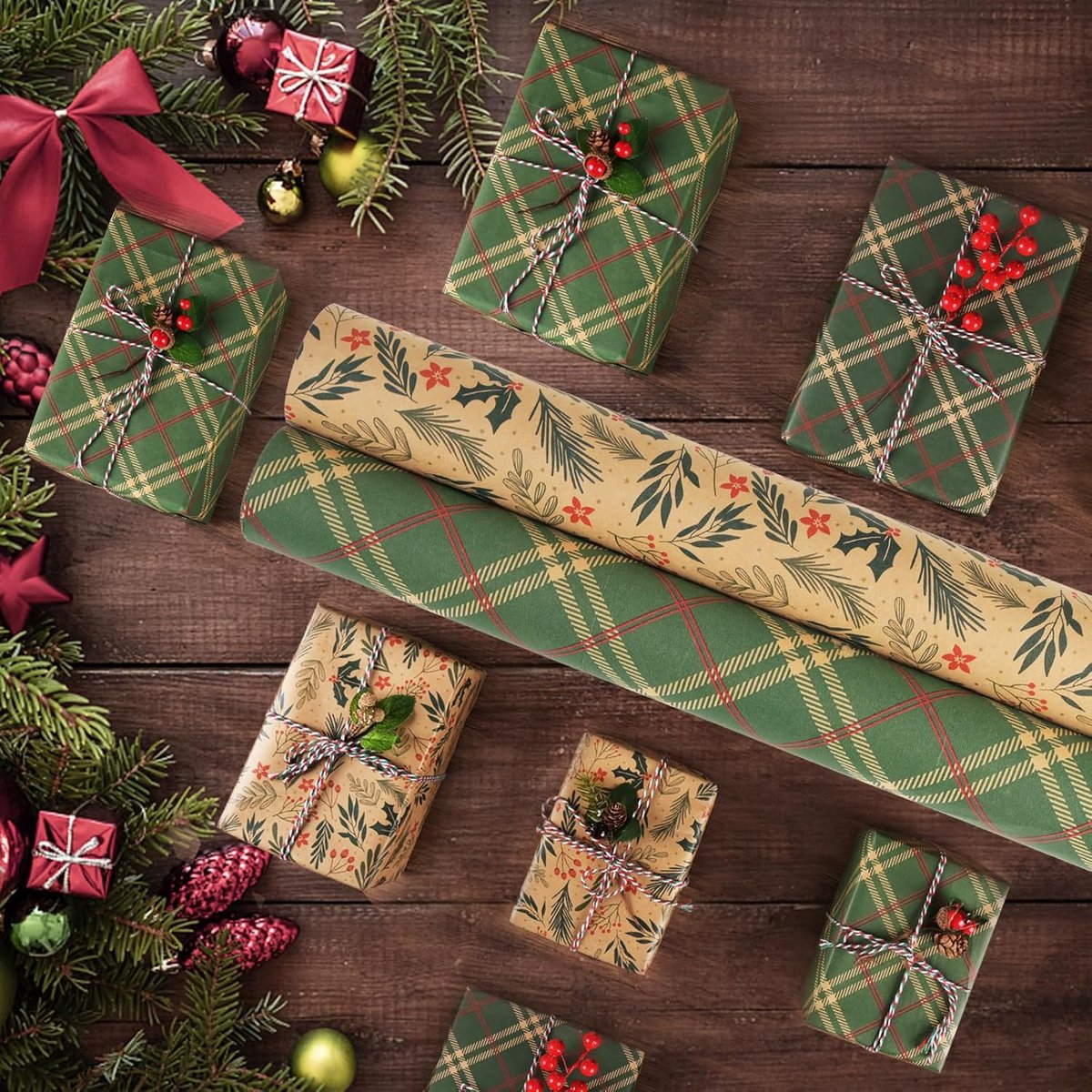 Wrapping paper - Christmas wrapping paper - Christmas gift paper - Wrapping paper with figures - 43 x 300cm - 2 Rolls - Christmas paper wrapping paper for Christmas - Christmas paper wrapping paper for children - gift paper - Kraft gift paper - Christmas - Image 3