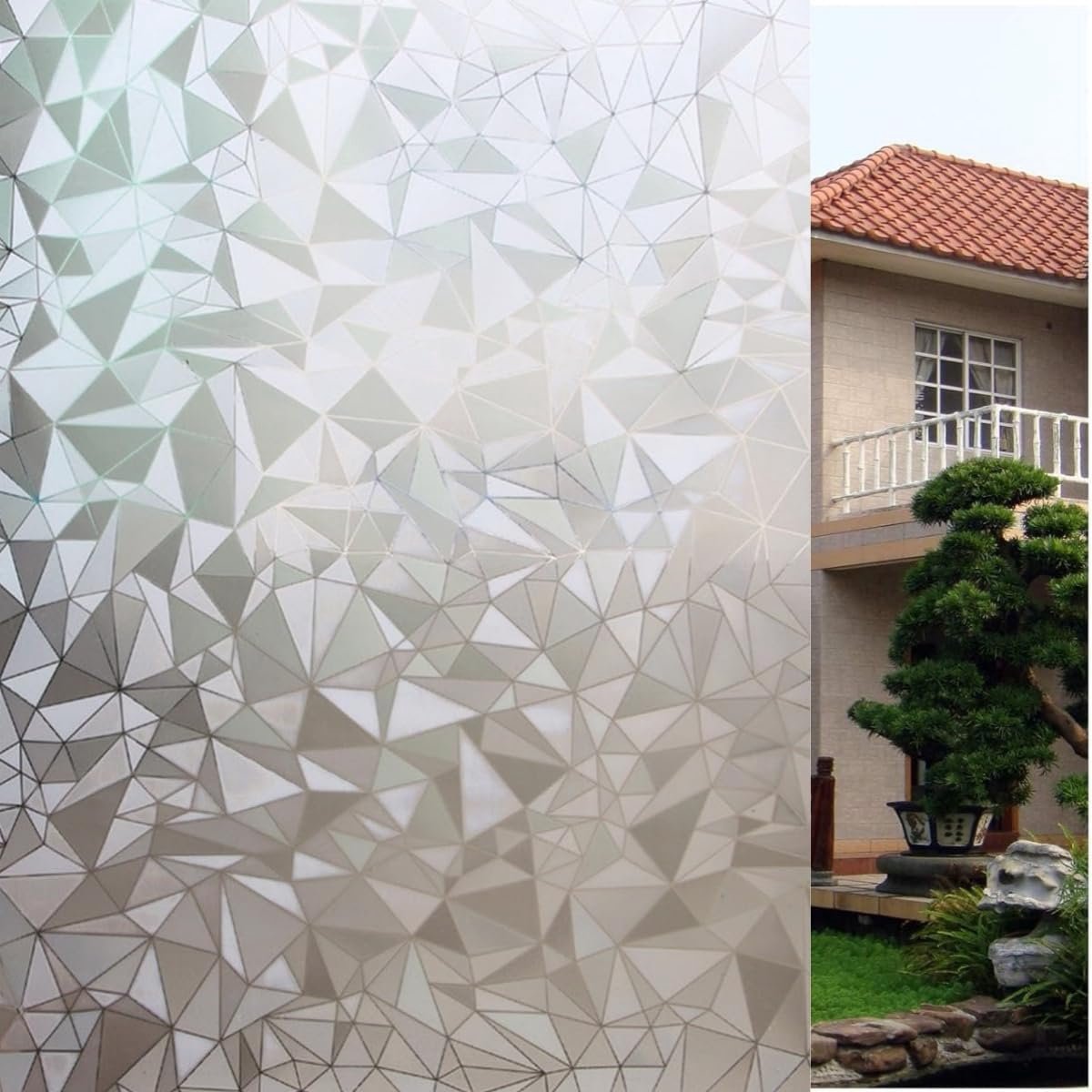 Window Film - Self-Adhesive Window Film - Window Privacy Film - Frosted Glass - Privacy Film - Sun Protection & Insulating - Privacy - Glue-free adhesive film for windows and bathroom - 45 x 200 cm - Image 1
