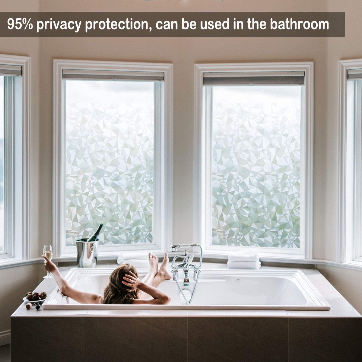 Window Film - Self-Adhesive Window Film - Window Privacy Film - Frosted Glass - Privacy Film - Sun Protection & Insulating - Privacy - Glue-free adhesive film for windows and bathroom - 45 x 200 cm - Image 2