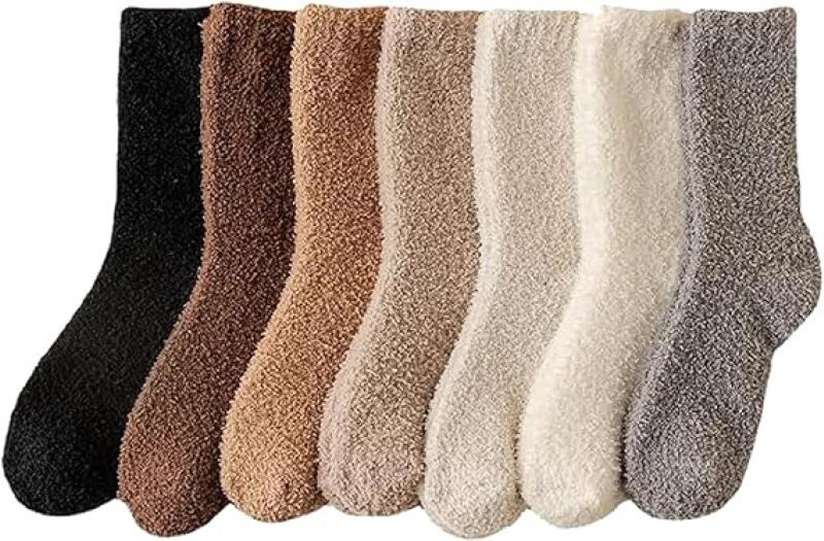7 Pair - socks - women's socks - Warm Fuzzy Fleece Socks - Women's House Socks - Warm Winter Socks - Fluffy Socks - Sleep Socks - House Socks - Stockings - keep warm - coral fleece - Plush and comfortable - thick plush socks - center tube socks - Image 1
