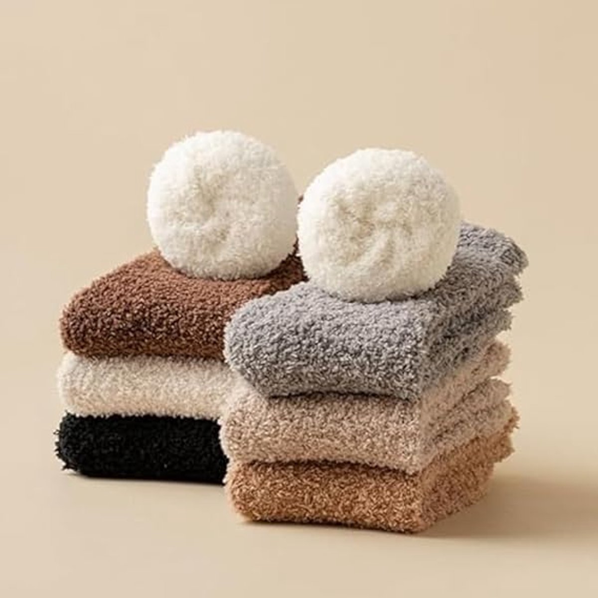 7 Pair - socks - women's socks - Warm Fuzzy Fleece Socks - Women's House Socks - Warm Winter Socks - Fluffy Socks - Sleep Socks - House Socks - Stockings - keep warm - coral fleece - Plush and comfortable - thick plush socks - center tube socks - Image 5