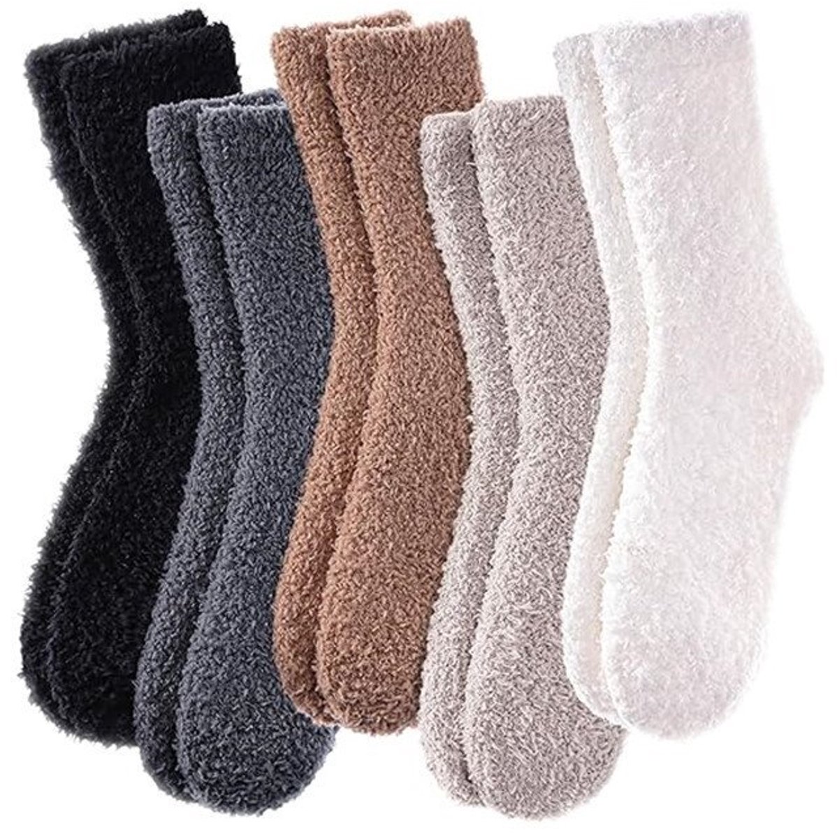 socks - 5 Pairs - Warm Fuzzy Fleece Socks - Women's House Socks - Warm Winter Socks - Fluffy Socks - Sleep Socks - House Socks - Stockings - keep warm - coral fleece - Plush and comfortable - thick plush socks - center tube socks - Image 1