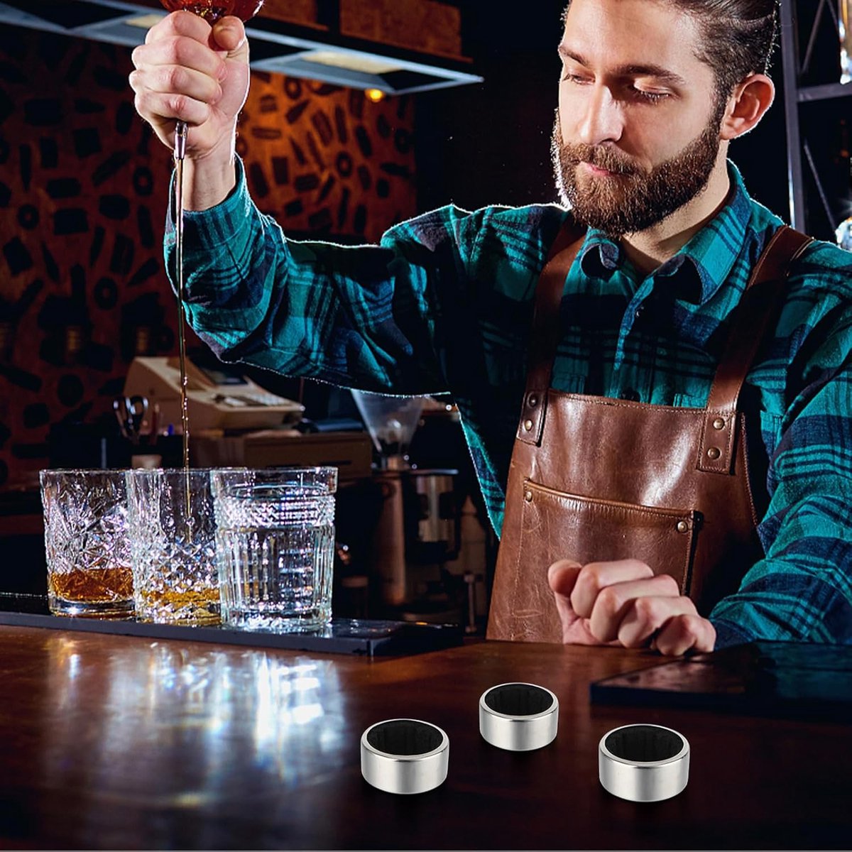 pieces - Wine Drip Ring - Stainless Steel Wine Ring with Drip Catcher - wine drip ring - Drip ring - drip stoppers - Bar Supplies - Kitchen Gadgets - wine accessories - Image 3