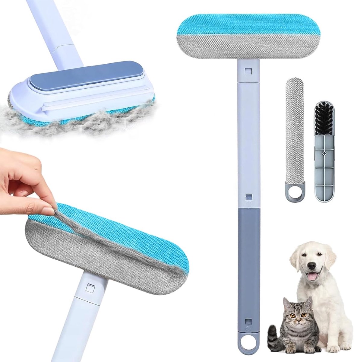Pet Hair Remover 4 in 1 - 45x18cm - Reusable - Long handle - Image 1