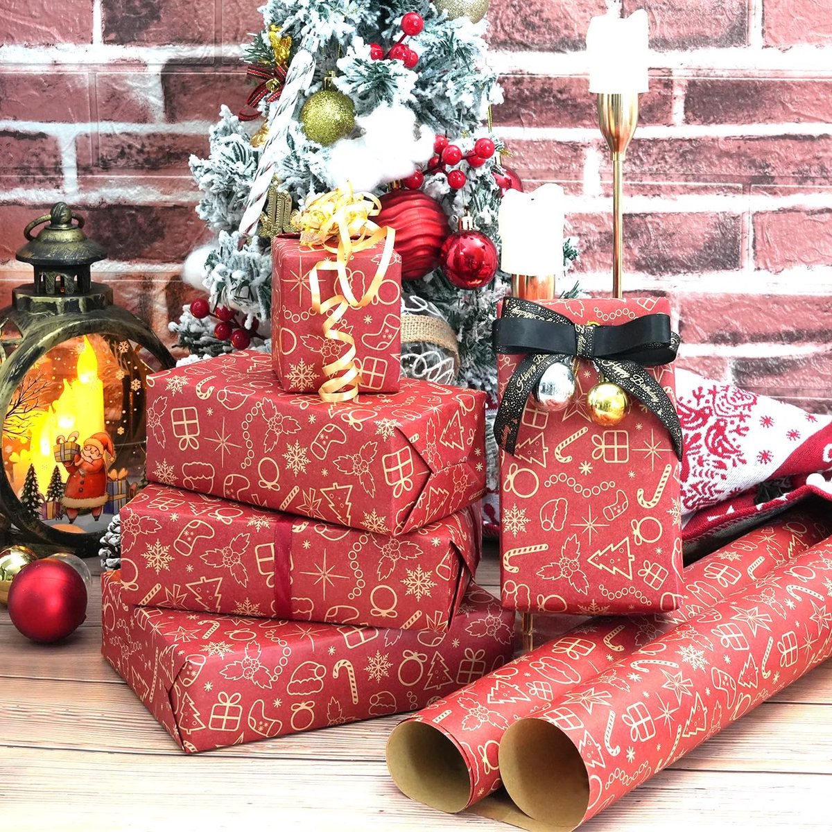 Wrapping paper - Christmas wrapping paper - Christmas gift paper - Wrapping paper with figures - 43 x 300cm - 1 Roll - Christmas paper wrapping paper for Christmas - Christmas paper wrapping paper for children - gift paper - Kraft gift paper - Christmas - - Image 2