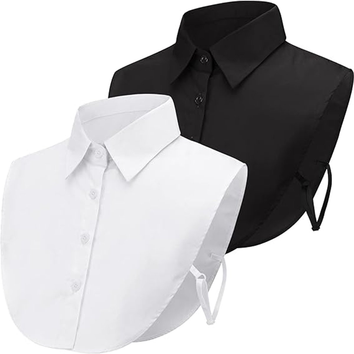 2 pieces - Women's Shirt Collar - Shirt Collar - Detachable Collar - Small Shirt Collar - Faux Detachable Collar - Detachable Pointed Collar - Small Collar - Pointed Collar - Shirt Replacement - Blouse - Adjustable - One Size - White, Black - Image 1