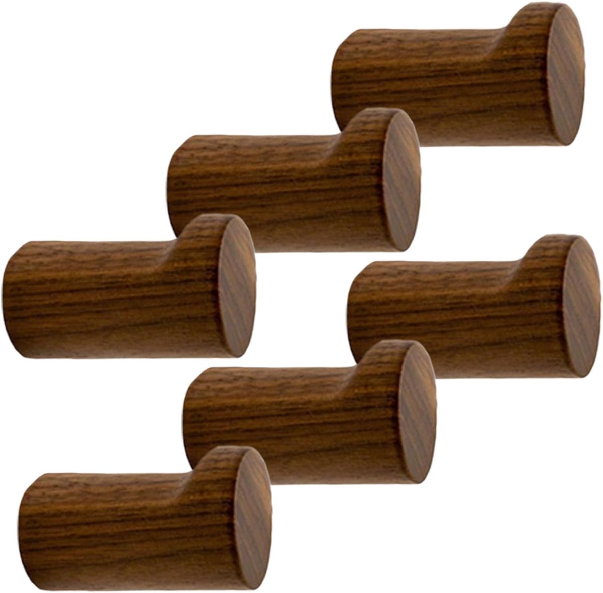 pieces - 3.5*3.5*5 cm - hook - wooden wall hooks - wall-mountable wooden hooks - sturdy clothes hook - decorative towel hook - for towels, hats and decorative clothing - home accessories - brown - Image 1