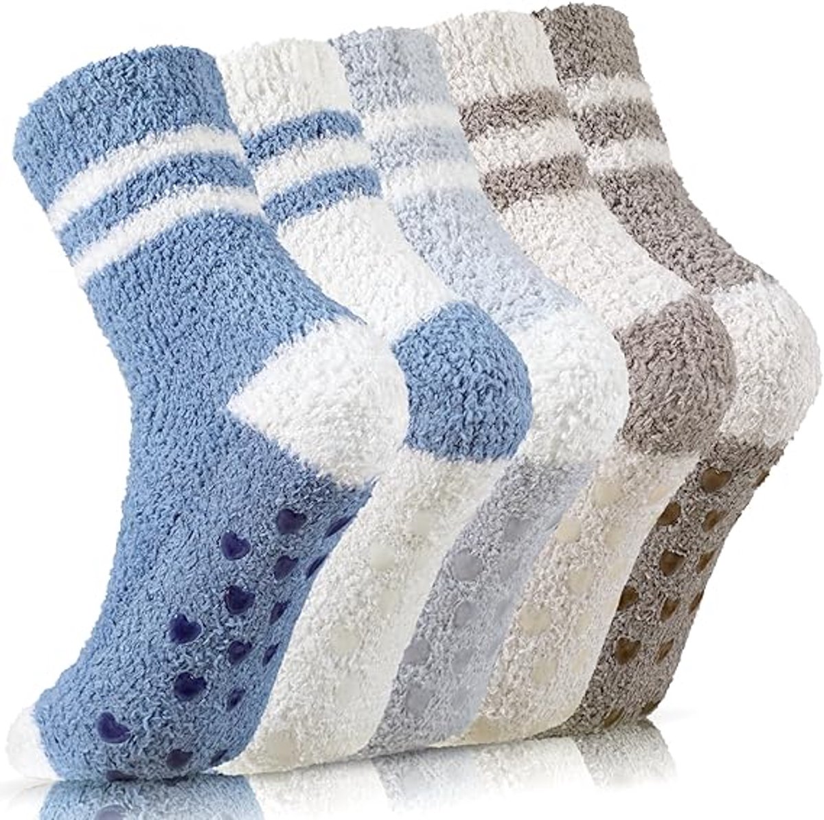 5 Pairs - socks - Non-slip socks - Warm Fuzzy Fleece Socks - Women's House Socks - Warm Winter Socks - Fluffy Socks - Sleep Socks - House Socks - Stockings - keep warm - coral fleece - Plush and comfortable - thick plush socks - Unisex - Image 1