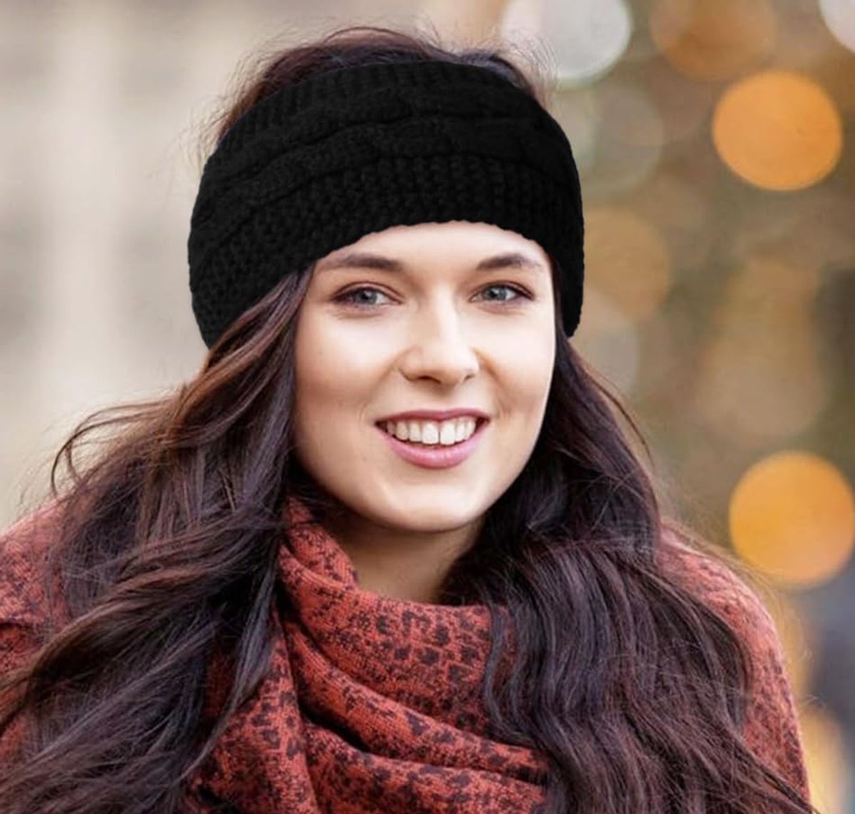 pieces - Headbands - Winter Headband for women - Ear warmers - Knitted Headbands - warm headbands - winter accessories - sports headband - cold weather headband - Christmas gifts - hair tie - hair accessories - black, red, khaki - Image 5