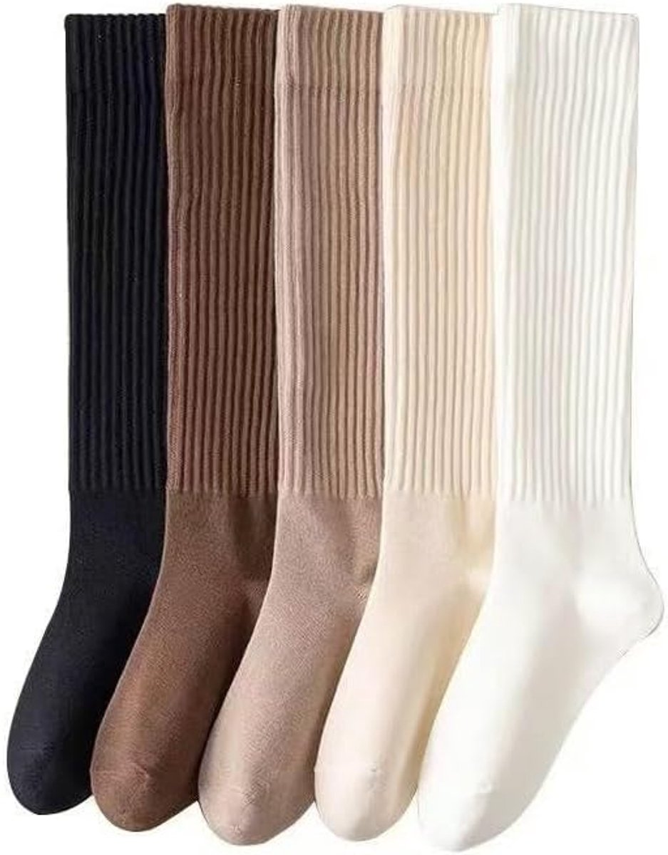 5 pairs - Knee socks - Sports socks - Women's socks - Ski socks - Fitness wear - Socks - Calf socks - Casual socks - Compression socks - House socks - cute long style - for sportswear and leisure wear in autumn and winter - Image 1