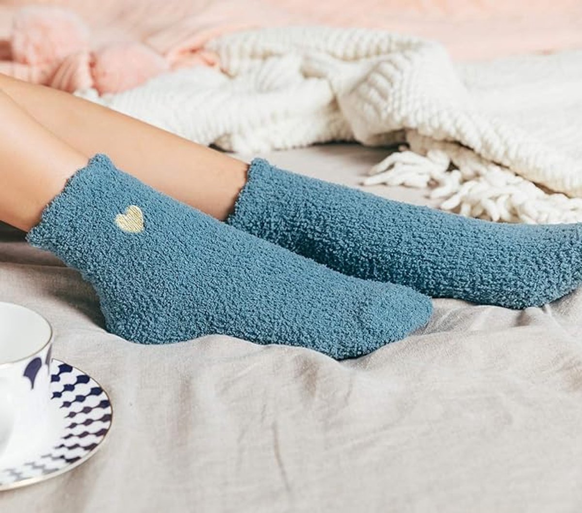 Pairs - socks - Warm Fuzzy Fleece Socks - Women's House Socks - Warm Winter Socks - Fluffy Socks - Sleep Socks - House Socks - Stockings - keep warm - coral fleece - Plush and comfortable - thick plush socks - center tube socks - Image 2