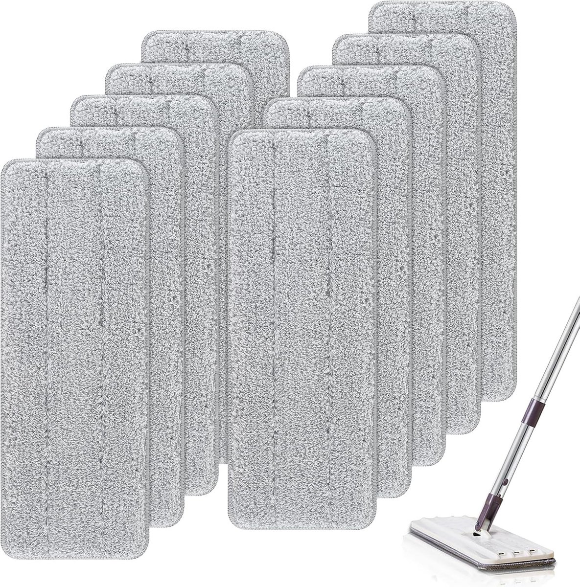 Mop Pad Refills - 10 Pieces - Mop Refill - Mops - Wet and Dry for Home Cleaning - Viscose Mop - Microfiber Mop Cloth - Scratch Anet - Washable Microfiber Mop Pads - Replacement Cloth - Flat Mop Pad - Floor Wiper - Image 1