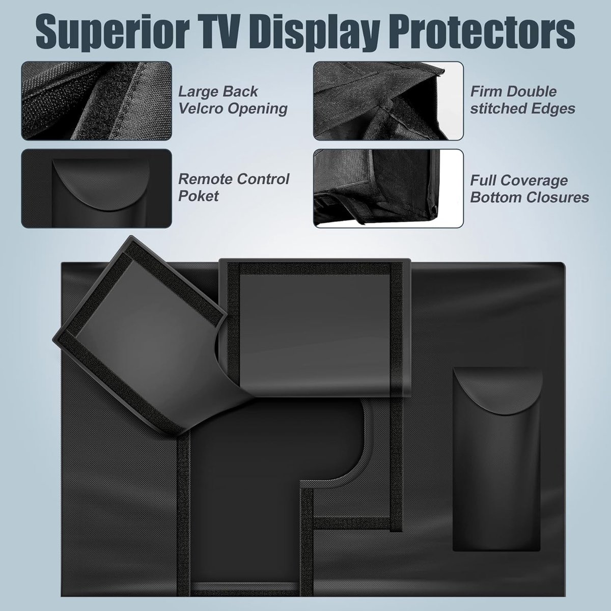 Outdoor TV case 55-58 inch - TV screen protector - waterproof and weatherproof outdoor flat screen case - 210D fabric - 55.1 x 5.9 x 35.4 inches - black - Image 2