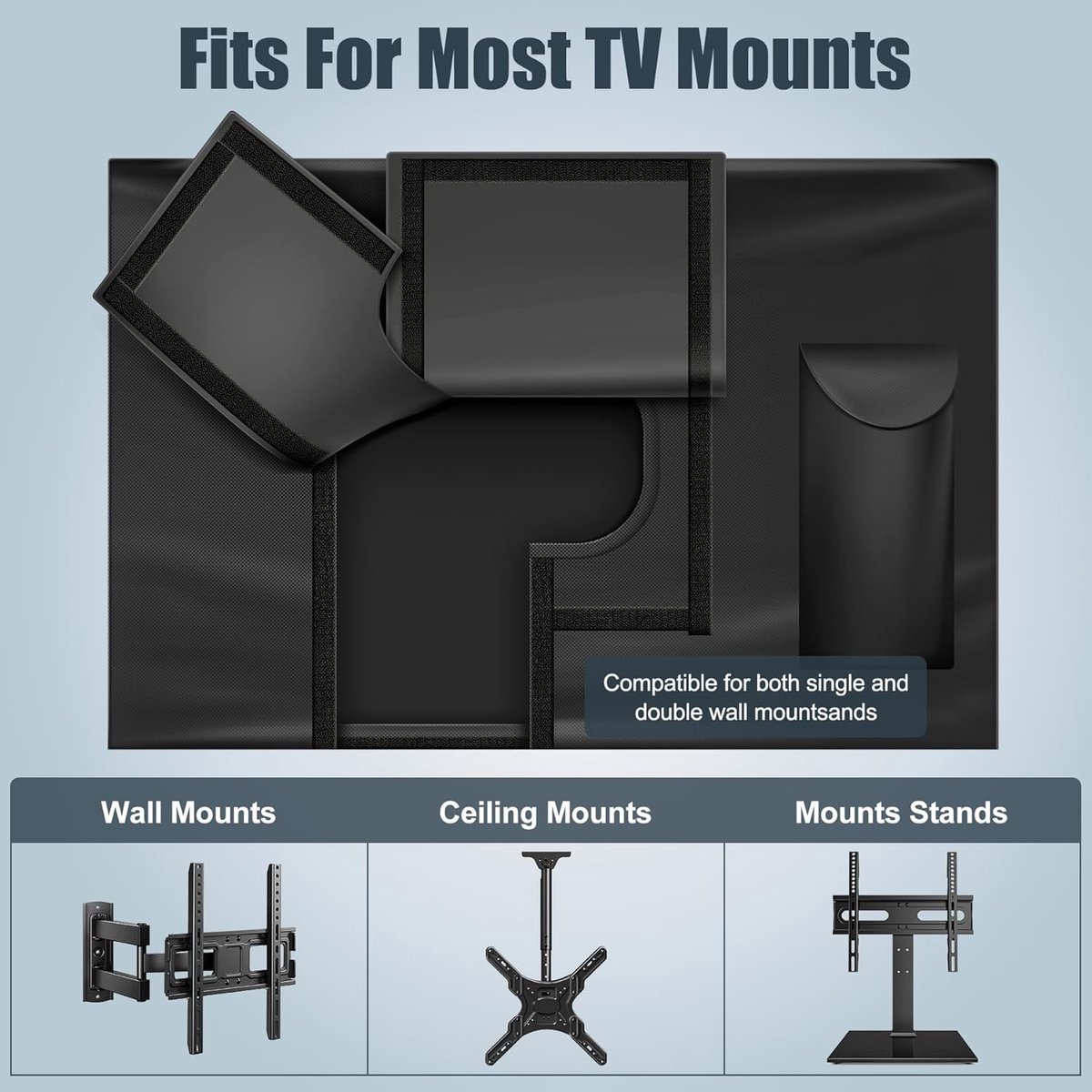 Outdoor TV case 55-58 inch - TV screen protector - waterproof and weatherproof outdoor flat screen case - 210D fabric - 55.1 x 5.9 x 35.4 inches - black - Image 3