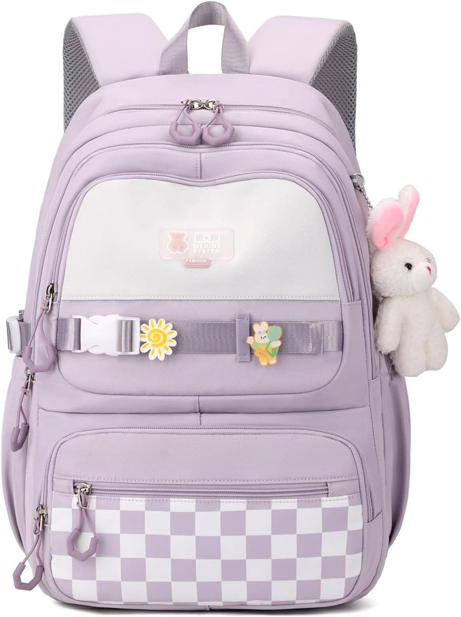 Backpack - Waterproof backpack for girls - laptop sleeve - Rucksack - laptop bag - Girl's Backpack - School backpack - lightweight school bag - School bag - Large capacity backpacks for Girls and Boys - Teenagers - Bookbag - School backpacks - Purple - Image 1