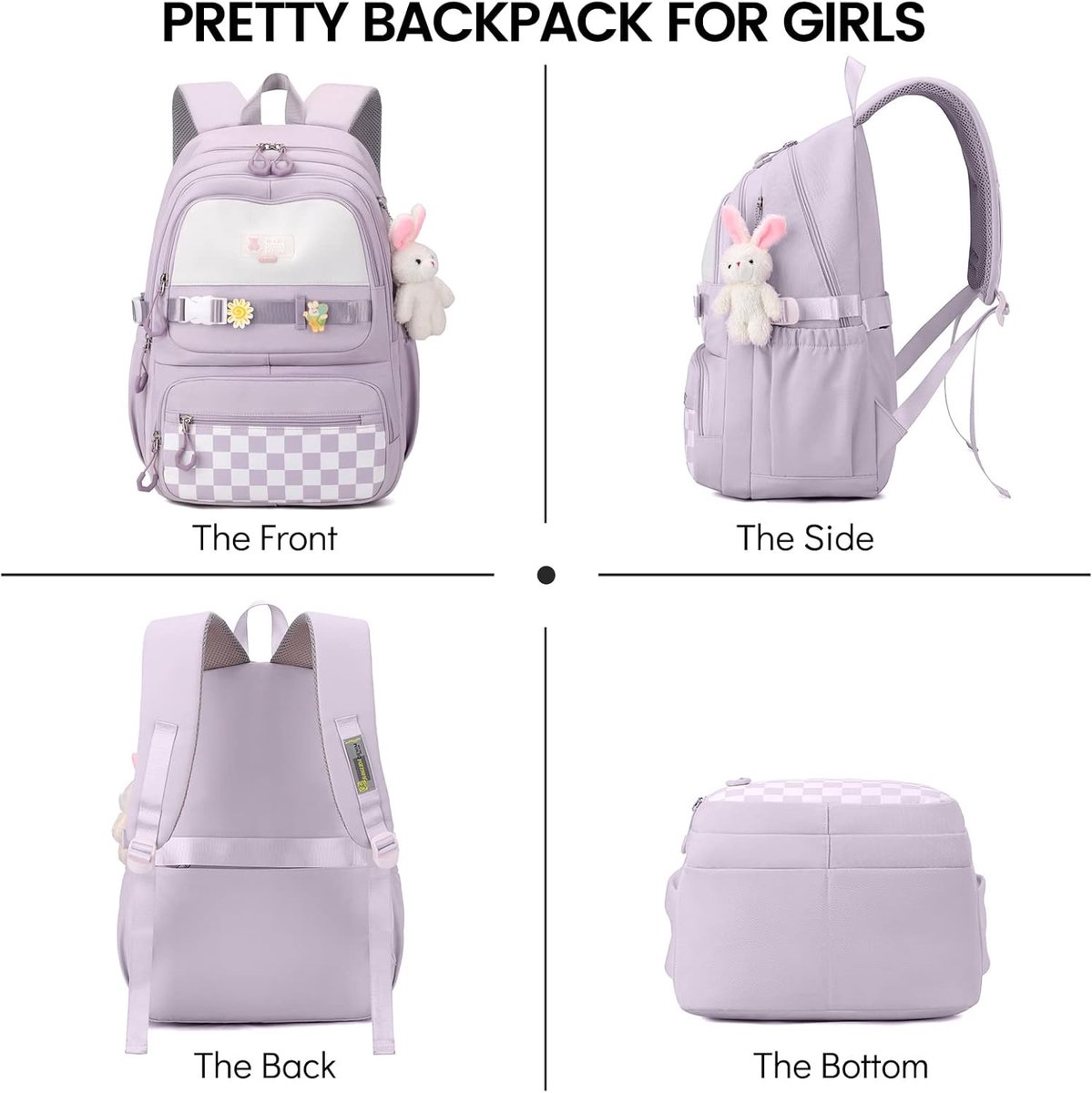 Backpack - Waterproof backpack for girls - laptop sleeve - Rucksack - laptop bag - Girl's Backpack - School backpack - lightweight school bag - School bag - Large capacity backpacks for Girls and Boys - Teenagers - Bookbag - School backpacks - Purple - Image 4