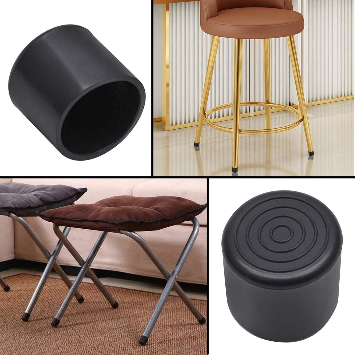 20 pieces - Chair Leg Caps - 22*22*25mm - furniture leg covers - Round rubber furniture leg protectors - Chair protector - floor protection - chair leg protectors - chair socks - for chair legs, table and sofa - black - Image 3