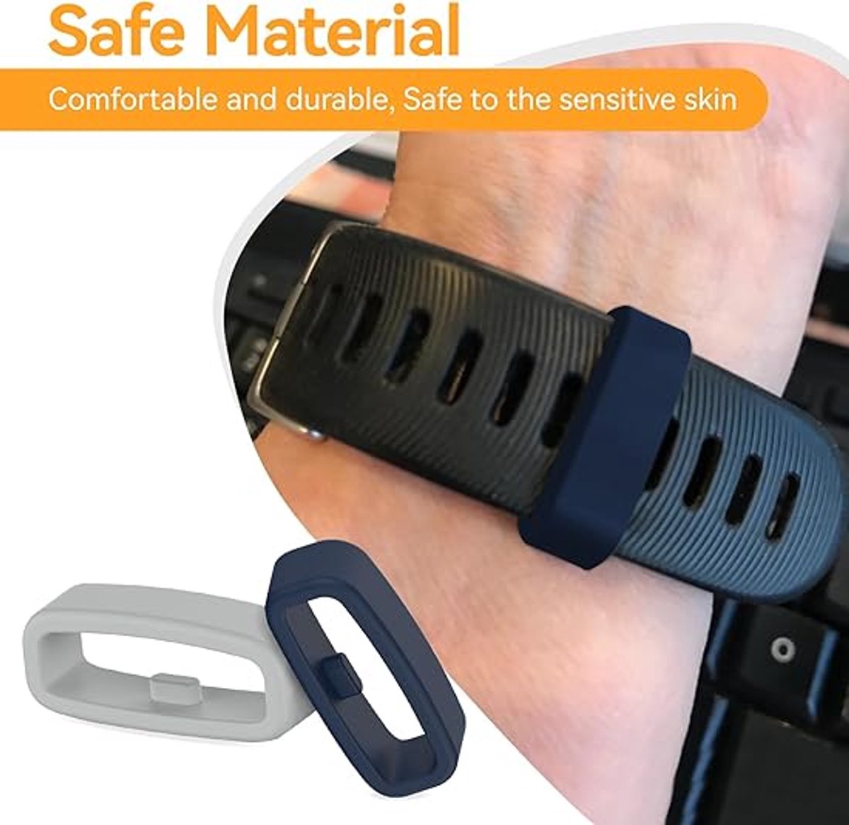 6x Watch strap loop - Safety ring holder - Anti-slip silicone ring - Suitable for 20mm Smartwatch Strap (Universal) loop strap - Image 4