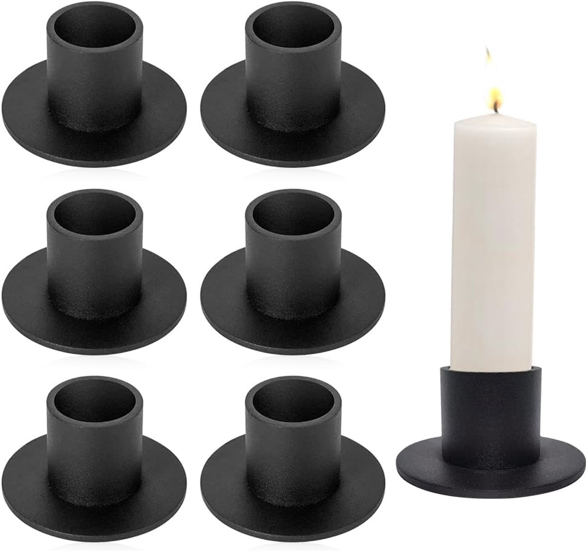 6 pieces - Candlesticks - Candle holder - Candle stand - metal candle holders - modern candle holders - home decoration - for the living room, parties, Christmas, weddings - Φ2.5 cm - 5*2.7 cm - black - Image 1
