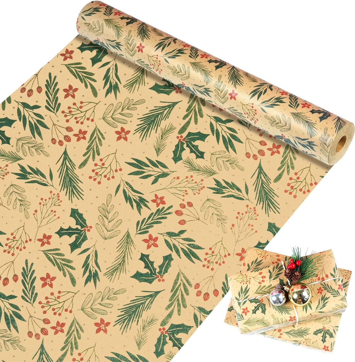 Wrapping paper - Christmas wrapping paper - Christmas gift paper - Wrapping paper with figures - 43 x 300cm - 1 Roll - Christmas paper wrapping paper for Christmas - Christmas paper wrapping paper for children - gift paper - Kraft gift paper - Christmas - - Image 1