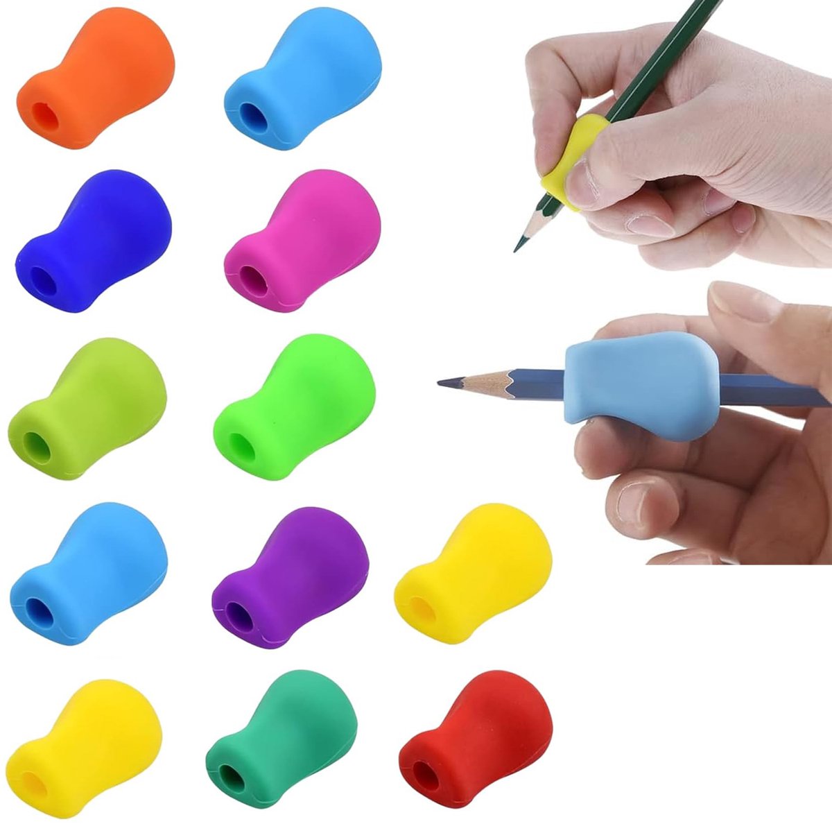 12 pieces Pencil grip - Pencil grip - Soft Grip - Pen grip aid - Pencil grips - Pencil grip - Writing aid - Pen grip aids - Writing aids for children - ergonomic silicone aids - aids to correct posture - Image 1