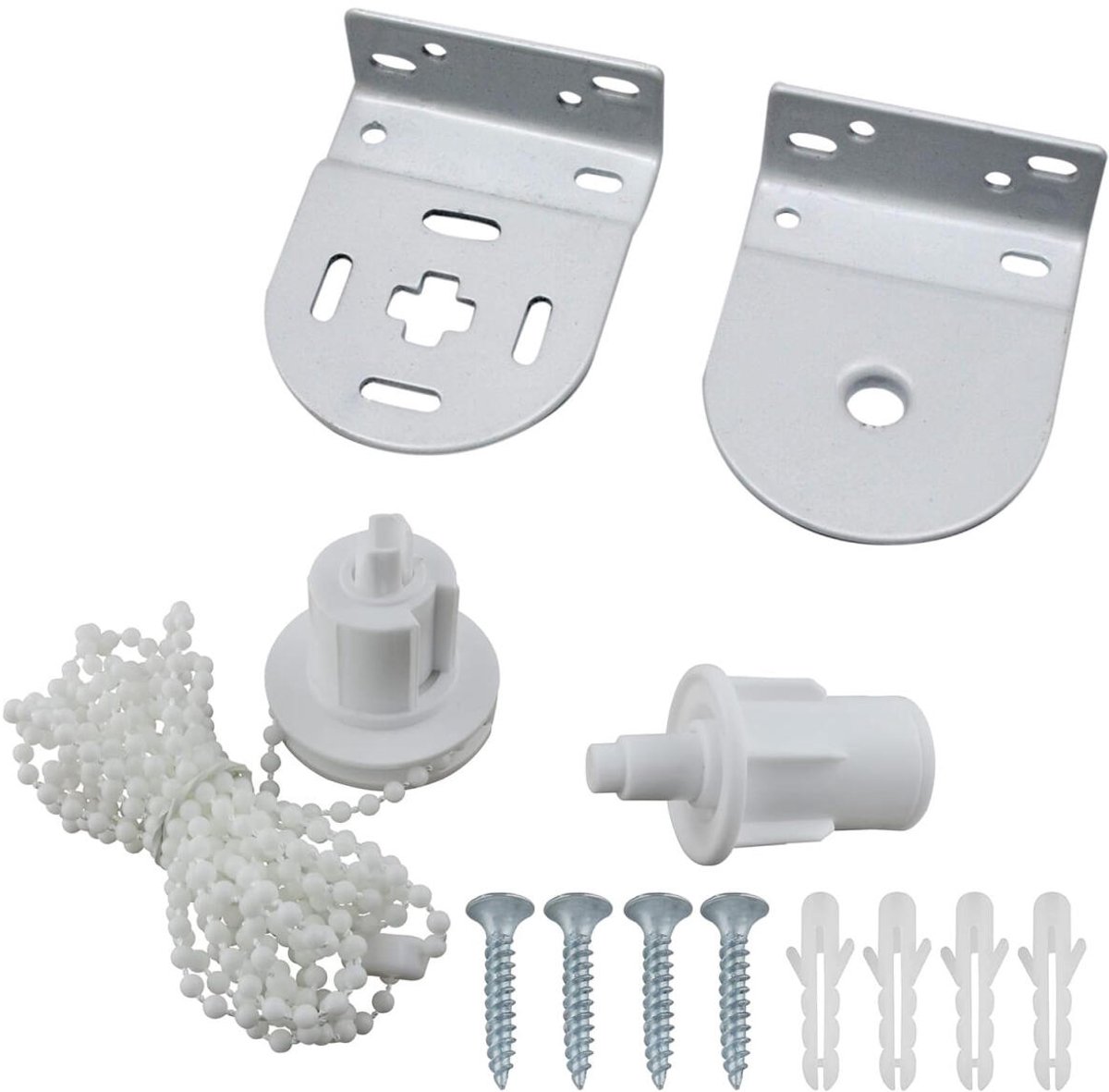 32mm - Roller Blind Coupling Replacement Spare Parts - Roller Blind Repair Kit - Roller Blind System - spare parts for roller blind couplings - window decoration accessories - roller blind fittings - with bead chain, screws - white - Image 1
