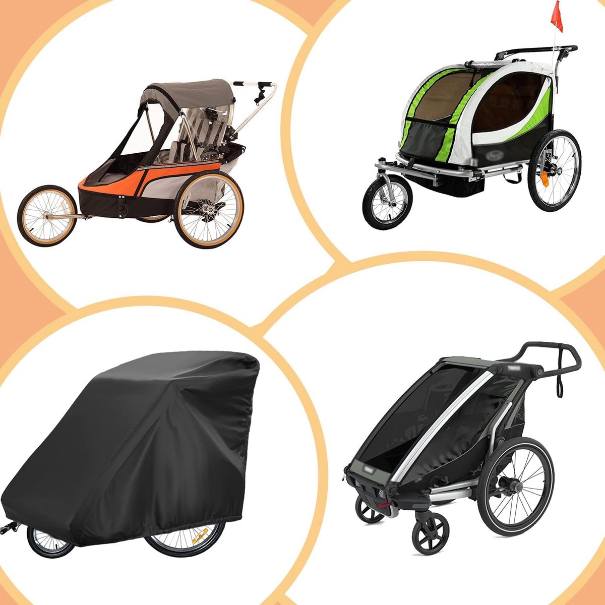 Bicycle Trailer Cover - Waterproof Bicycle Trailer Storage Cover - 420D Oxford Fabric - Waterproof cover for storing bicycle trailers - With PU coating - Child's Bicycle Trailer Cover - Anti-UV, windproof, dustproof, waterproof - 33*55*39 inches (84*140*9 - Image 5