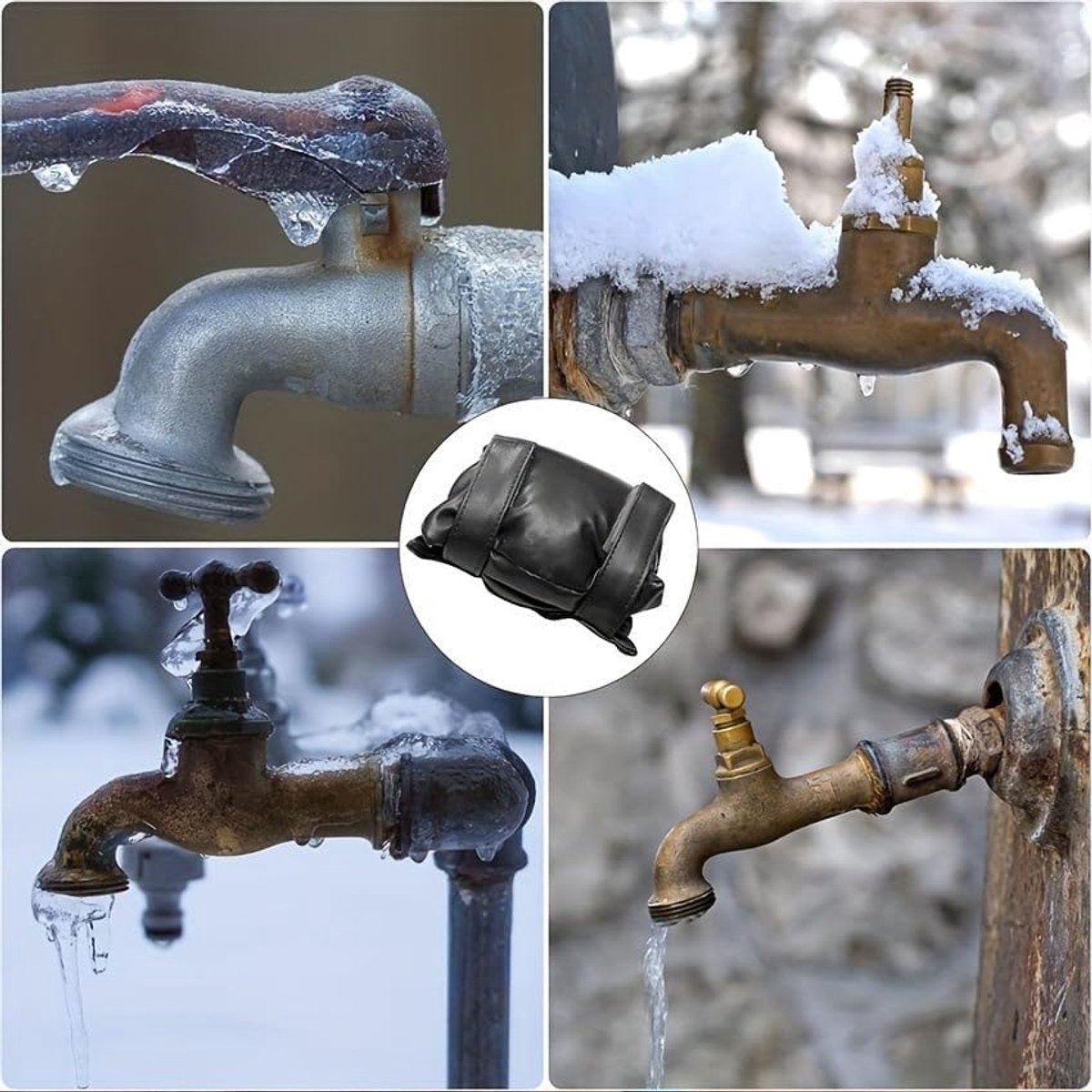 Frost Protection Cover - Tap Freeze Cover - Frost-Free Outdoor Tap Protection Cover - Outdoor Tap Covers - Frost Protection - Outdoor Tap Cover - Frost Protection Facade Tap - Frost Cover - Anti-frost - Waterproof Reusable - Black - Image 1