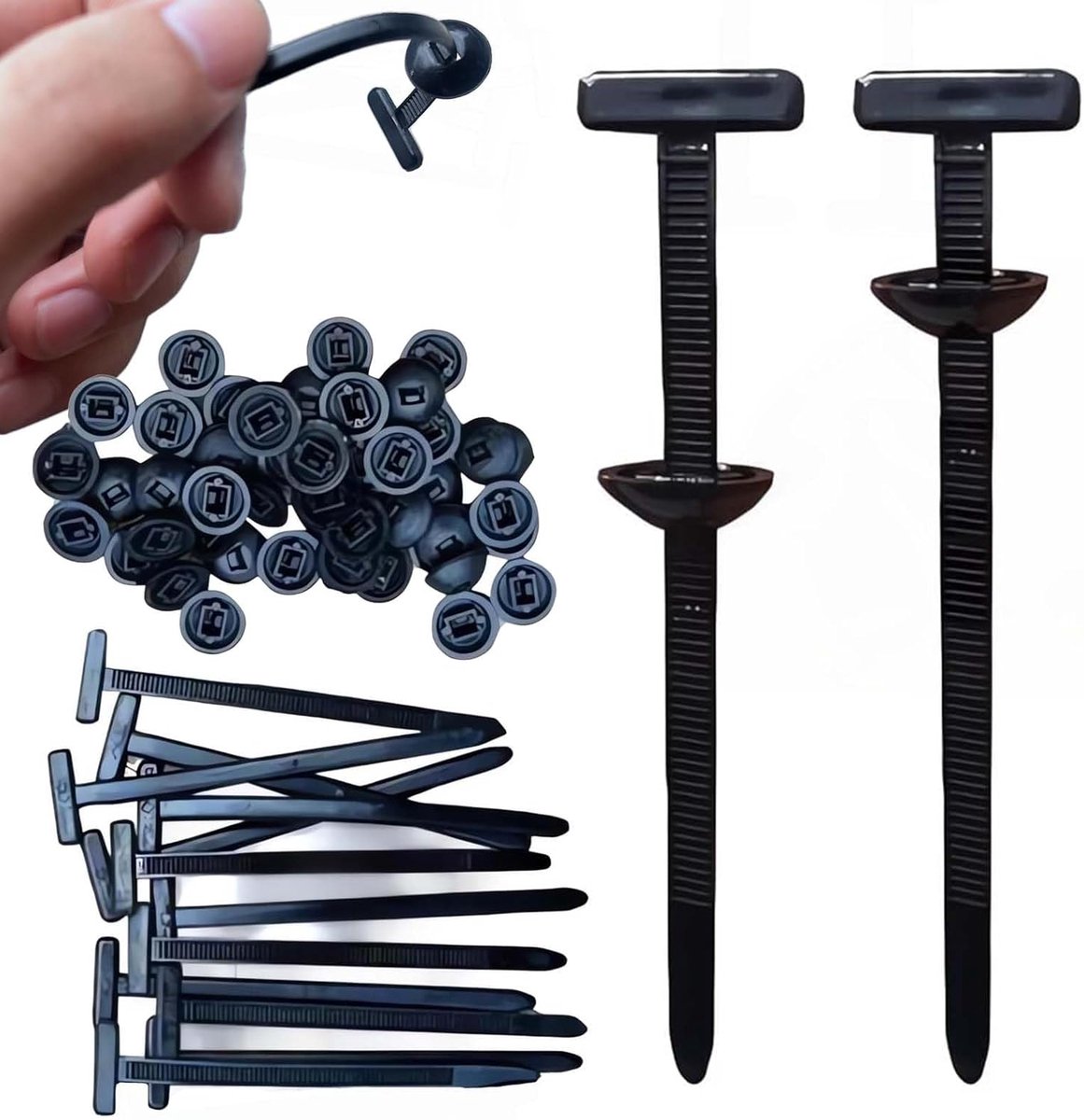 100 pieces - Nylon cable tie buckle - cable ties - nylon cable tie holder - self-locking plastic cable ties - self-locking nylon zip tie holder - for daily car repairs, home and office - 9*2 cm - black - Image 1