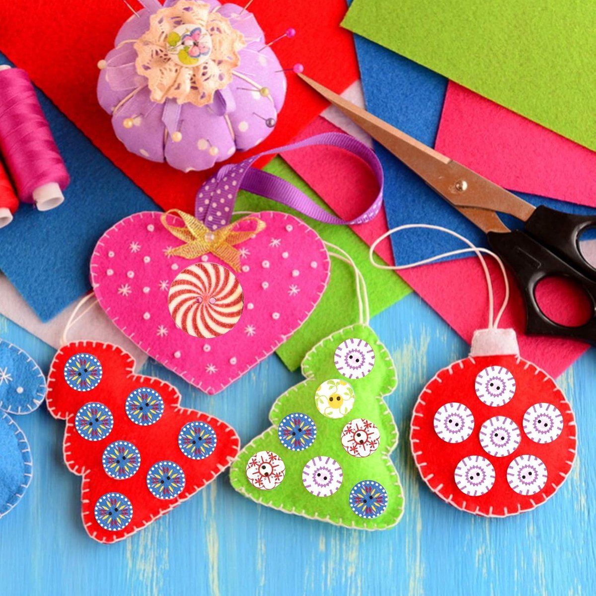 300 pieces - buttons - Clothing Buttons - Sewing Buttons - round children's buttons - 2 holes - wooden sew-on buttons - for sewing, crafting, DIY handmade ornaments - 15 mm, 20 mm and 25 mm, 100 pieces each - Image 3
