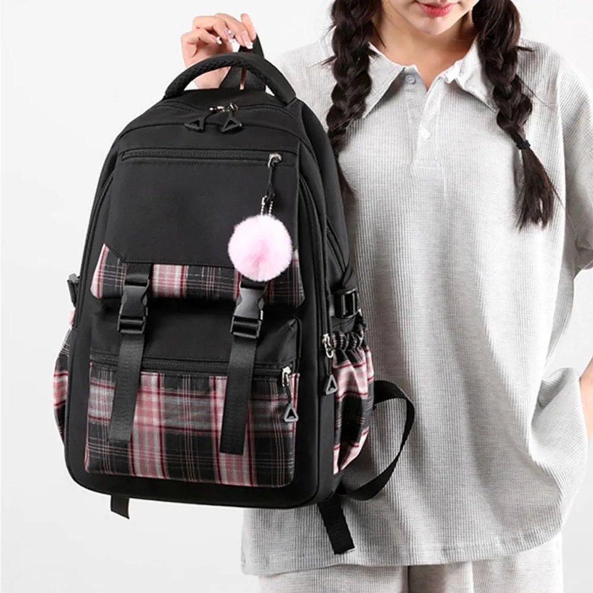 Girls School Student School Bag Outdoor Backpack - Youth School Bag - Backpack - Pink - Luxury Backpack - Laptop Bag - School Bag - Backpack - Rucksack - Large Women's Backpack - Waterproof Women's Travel Backpack - Rucksack - Teenagers - with Laptop Comp - Image 3