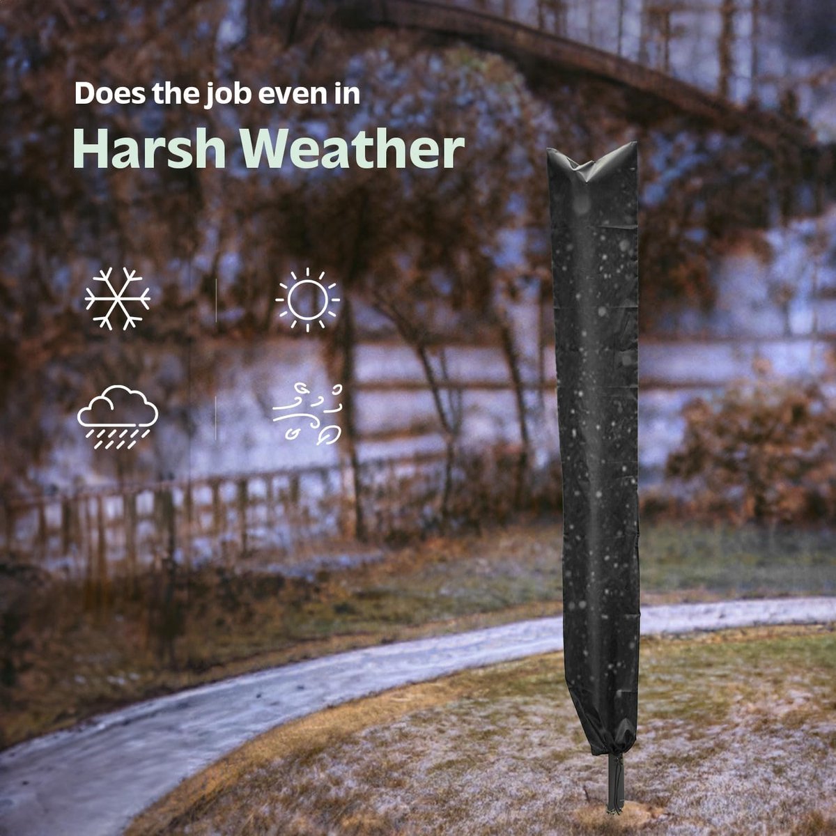 Dryer Cover - Protective Cover - Rotating Clothesline Cover Waterproof Fabric - 165x16x16 cm - Universal Dryer Cover - Heavy Duty Rotating Clothesline Cover with Zipper - Protective Weatherproof Cover for Garden Dryer and Drying Rack - Black - Image 2