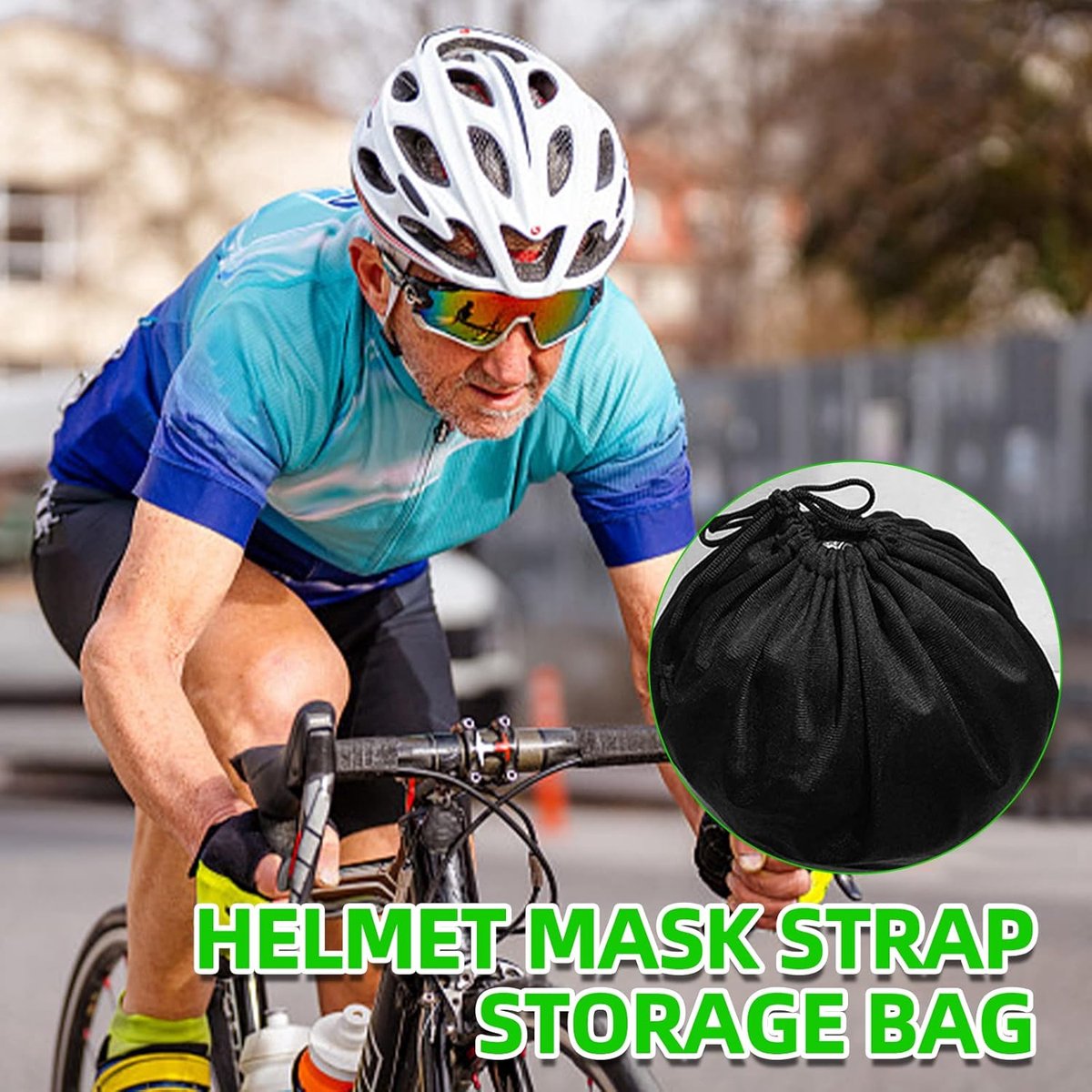 Helmet Bag - Helmet Cover - Protective Cover - Universal Portable Bag - Storage Bags - Storage Pouch - Motorcycle Helmet Bag - Bicycle Helmet Bag - Ski Helmet Bag - 47*43 cm - for motorcycle, bicycle, equestrian, hockey, and ski helmets - Black - Image 2