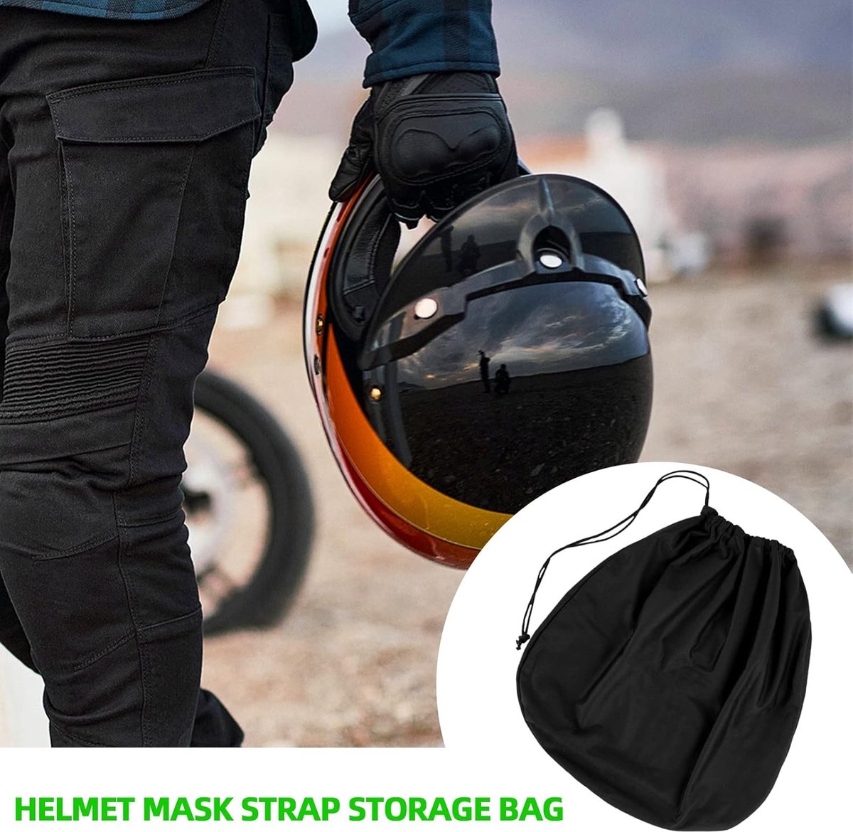 Helmet Bag - Helmet Cover - Protective Cover - Universal Portable Bag - Storage Bags - Storage Pouch - Motorcycle Helmet Bag - Bicycle Helmet Bag - Ski Helmet Bag - 47*43 cm - for motorcycle, bicycle, equestrian, hockey, and ski helmets - Black - Image 4