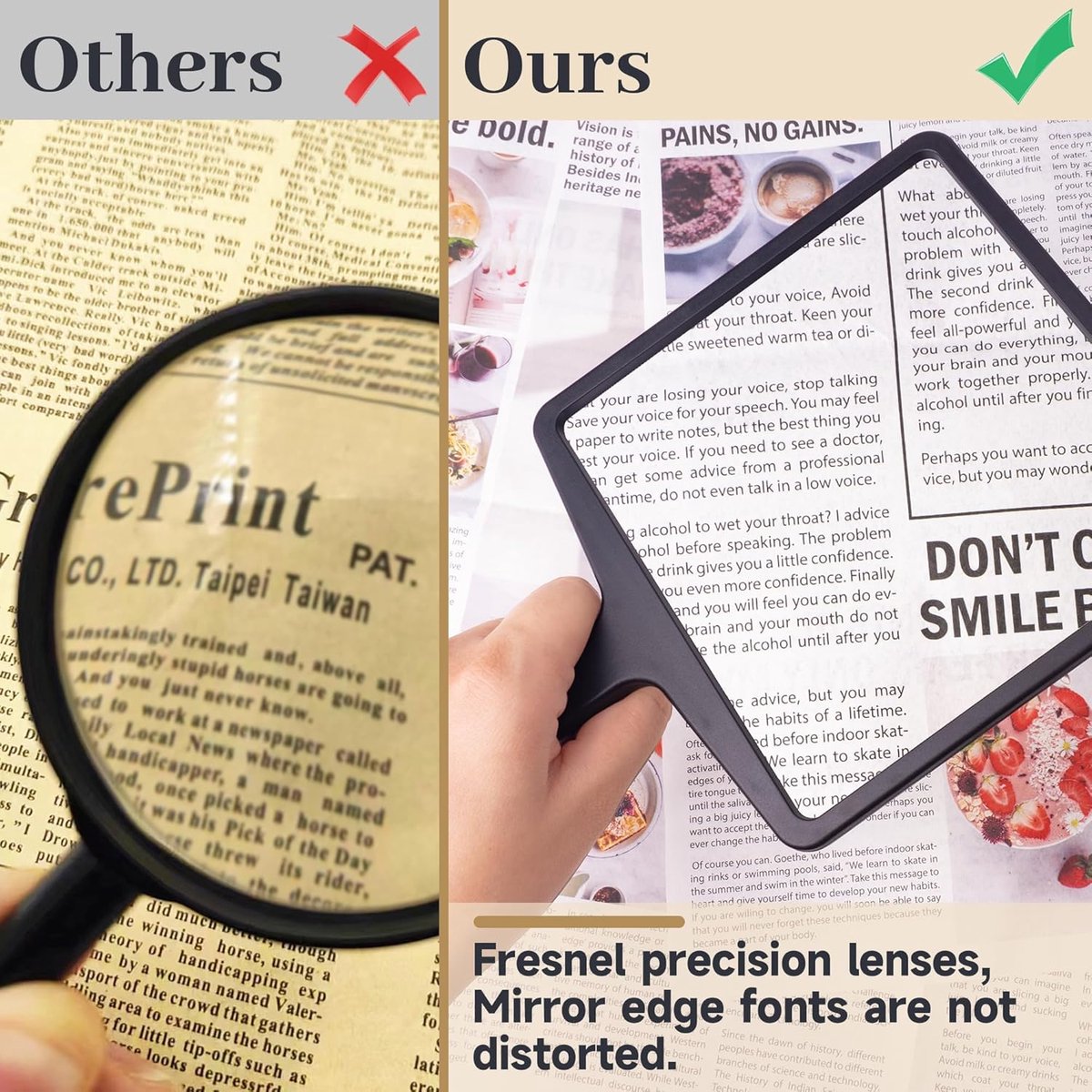 3X magnifying glass - reading magnifier - Reading magnifier for the visually impaired - Fresnel magnifying glass - Handheld magnifier - Magnifying glass with 3x magnification - Reading Magnifier - Magnifying Glass For Reading - Magnifying glass - for seni - Image 4