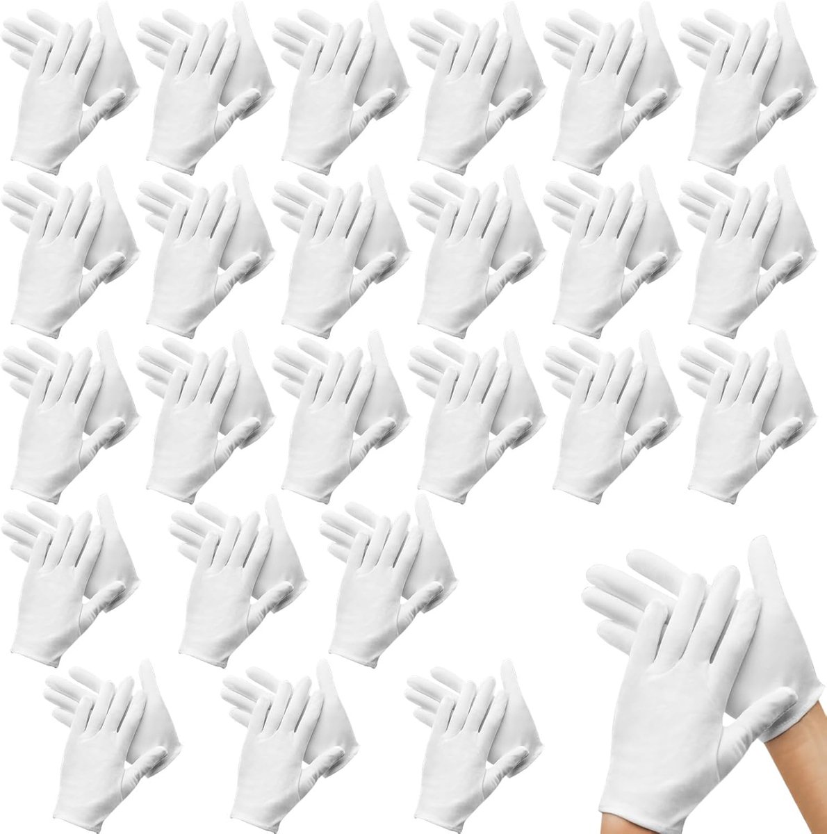 24 pairs - Gloves - white cotton gloves - soft cotton gloves - coin jewelry, silver inspection gloves - cotton gloves - serving gloves - stretchy gloves - 20 cm - Image 1