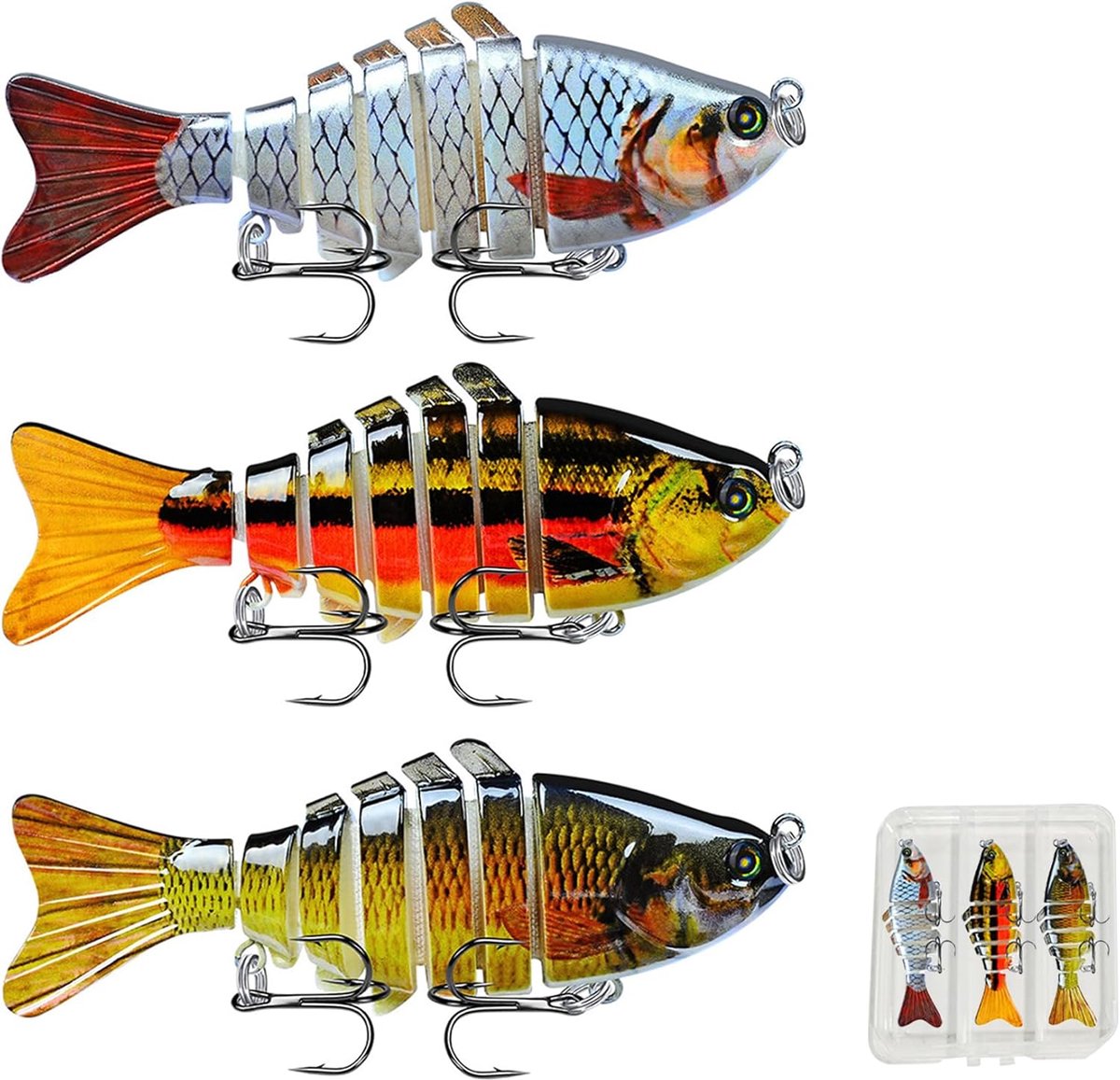 3-Piece Artificial Lure Set - Fishing Bait - Crankbait - Hook Plugs - Artificial Lures - Rubber Fish - for slow-sinking, gliding, and swimming, realistic artificial lures, suitable for saltwater and freshwater trout, sea bass, pike, zander, blue perch, an - Image 1