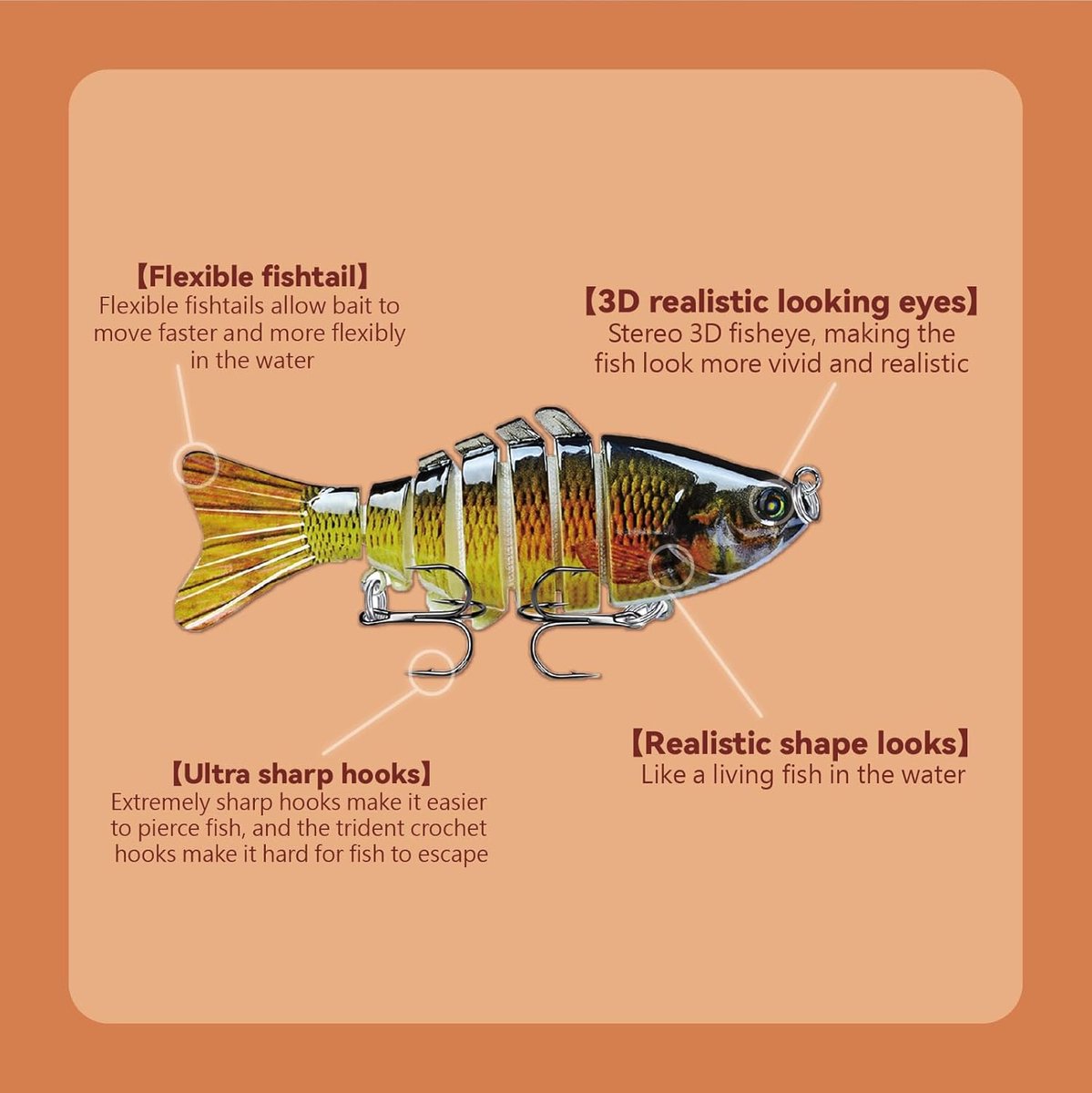 3-Piece Artificial Lure Set - Fishing Bait - Crankbait - Hook Plugs - Artificial Lures - Rubber Fish - for slow-sinking, gliding, and swimming, realistic artificial lures, suitable for saltwater and freshwater trout, sea bass, pike, zander, blue perch, an - Image 3