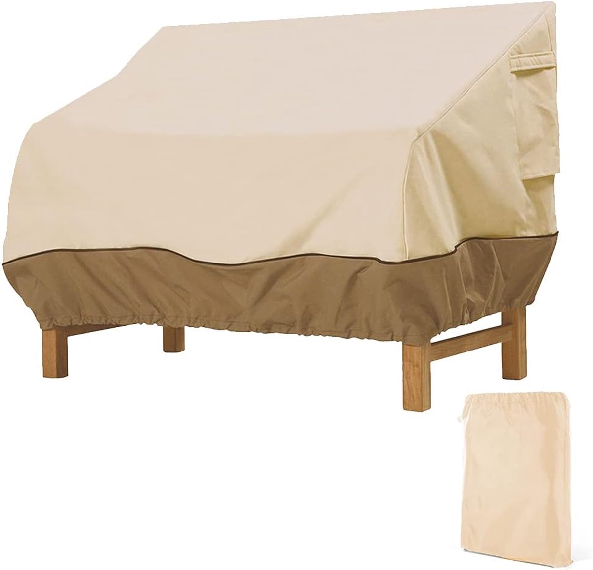 Garden Bench Cover - Protective Cover for 2-Seater Garden Bench - Bench Cover - Waterproof Garden Bench Cover - 210D Oxford - Windproof - Waterproof - Tear-Resistant - Beige - 147 x 83 x 79 cm - Image 1