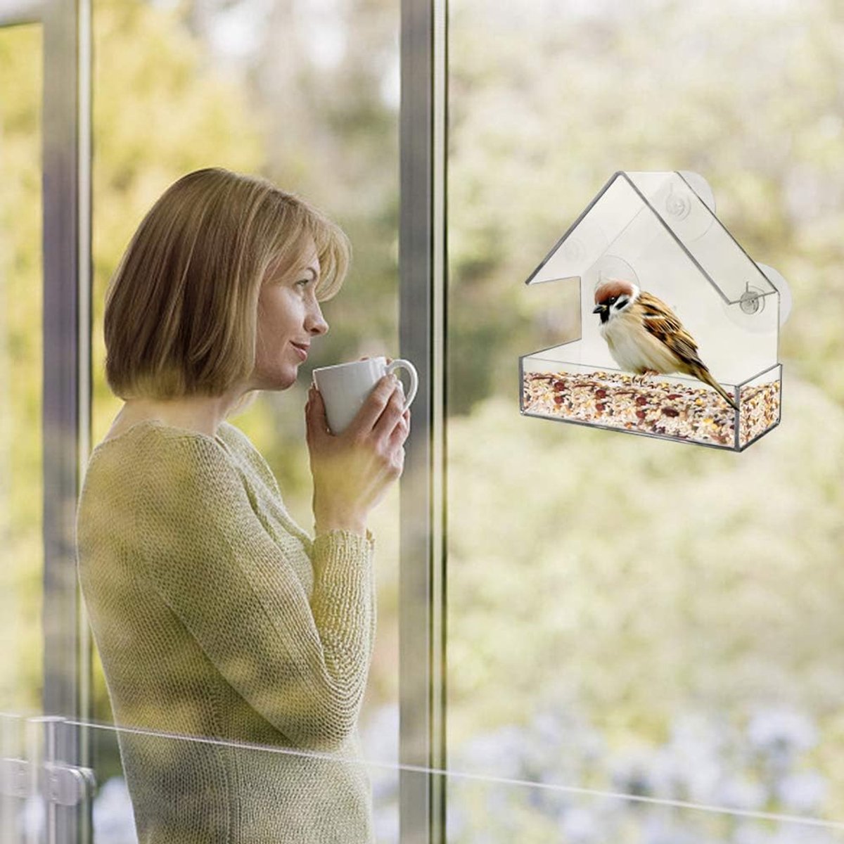 Window Bird Feeder - 2 Pieces Hanging Birdhouse - bird feeder - Transparent with Suction Cup - Transparent Window Feeder - Transparent - outdoor birdhouse - Image 4