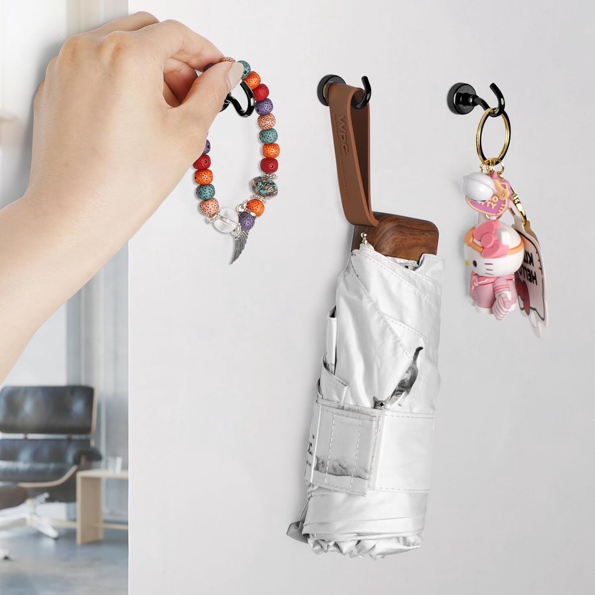 magnetic hook - 6 pieces for more than 5 kg - super strong pulling force - magnet with hook - heavy-duty magnetic hook for hanging, kitchen - black - Image 2
