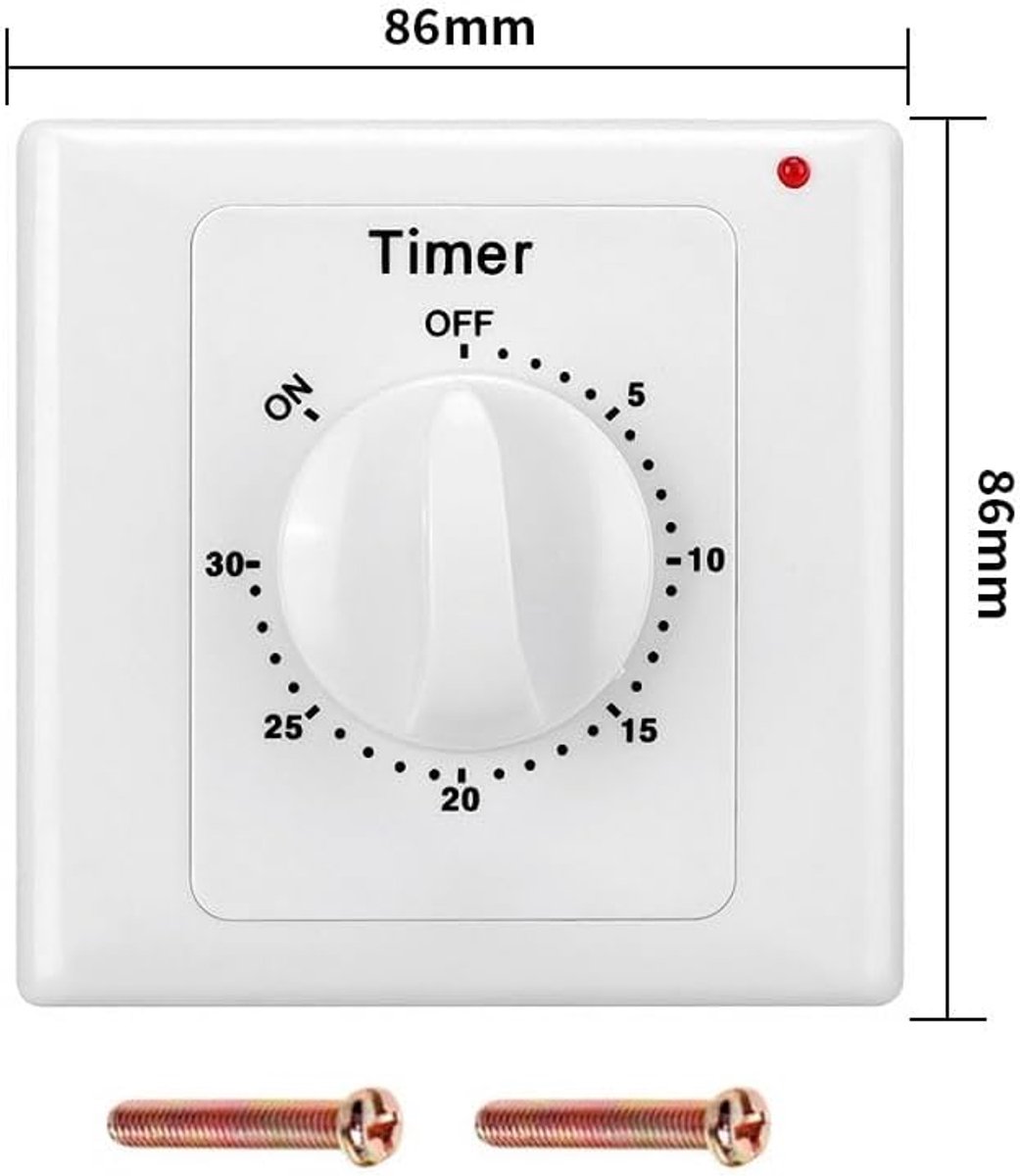 Countdown Switch - 30 minutes - Countdown timer switch - Mechanical countdown timer socket - time switch - timer light switch - with timer - timer socket - for bathroom extractor fan, garage, laundry room, storage room or spa - white - Image 5