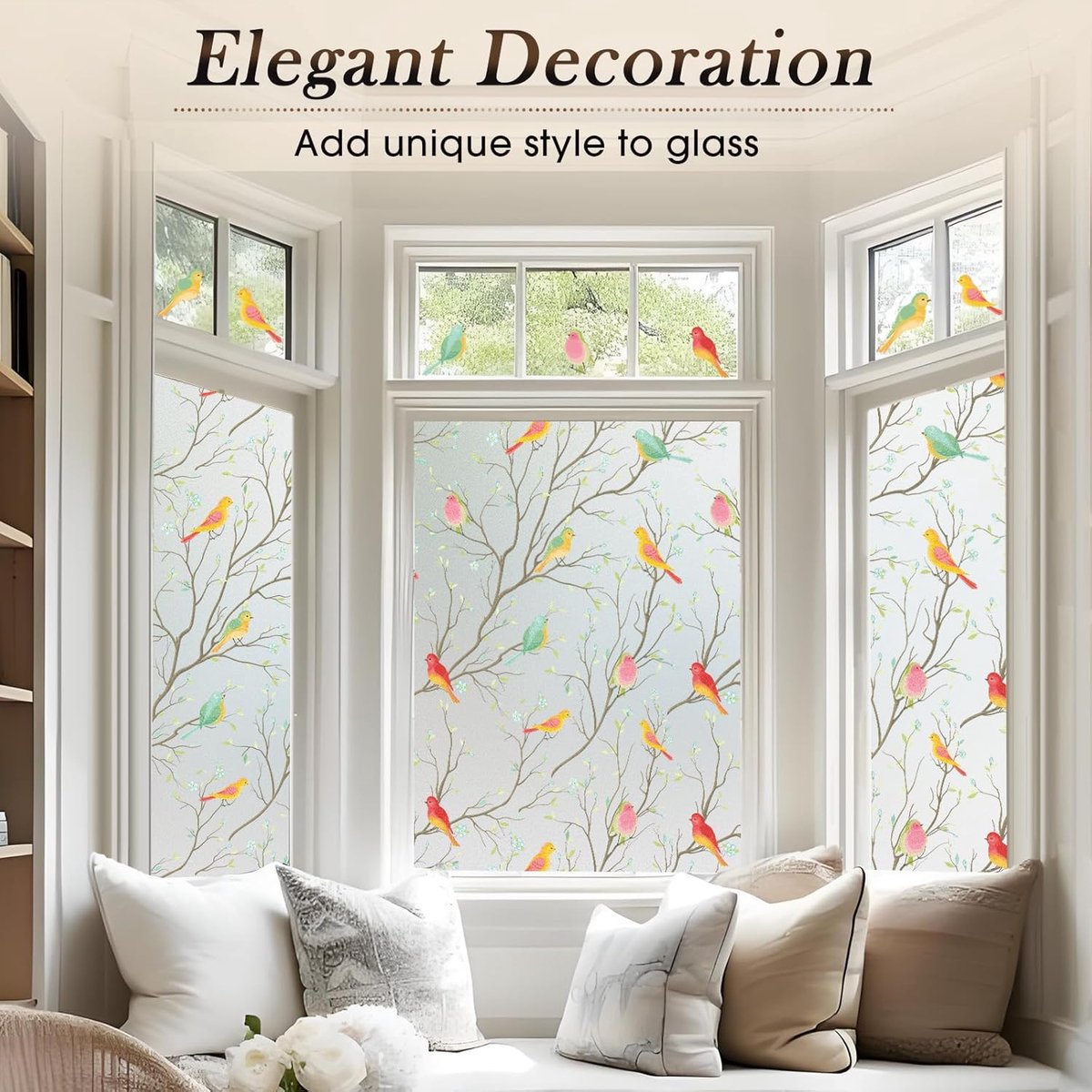 Window film - 45x200cm - privacy window film - stained glass window film - Privacy - Decorative film - static window film - Self-adhesive - Stained Glass - window film - for front door, bathroom, heat control, anti-UV - Image 3